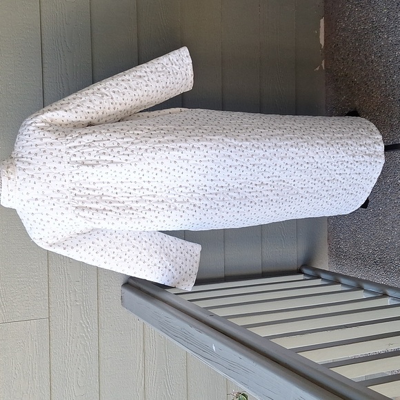 The Vermont Country Store Mini Floral Cotton Quilted House Coat Size M White - Picture 7 of 15